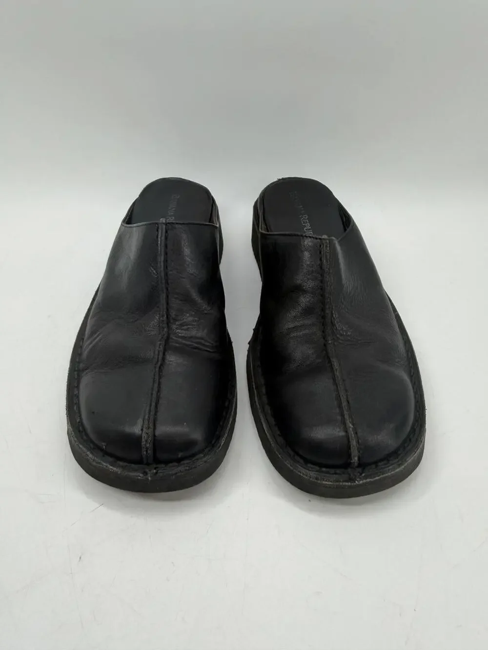 Banana Republic Black Leather Slide Mules Women's Italy Comfort Sandals - Picture 1 of 13